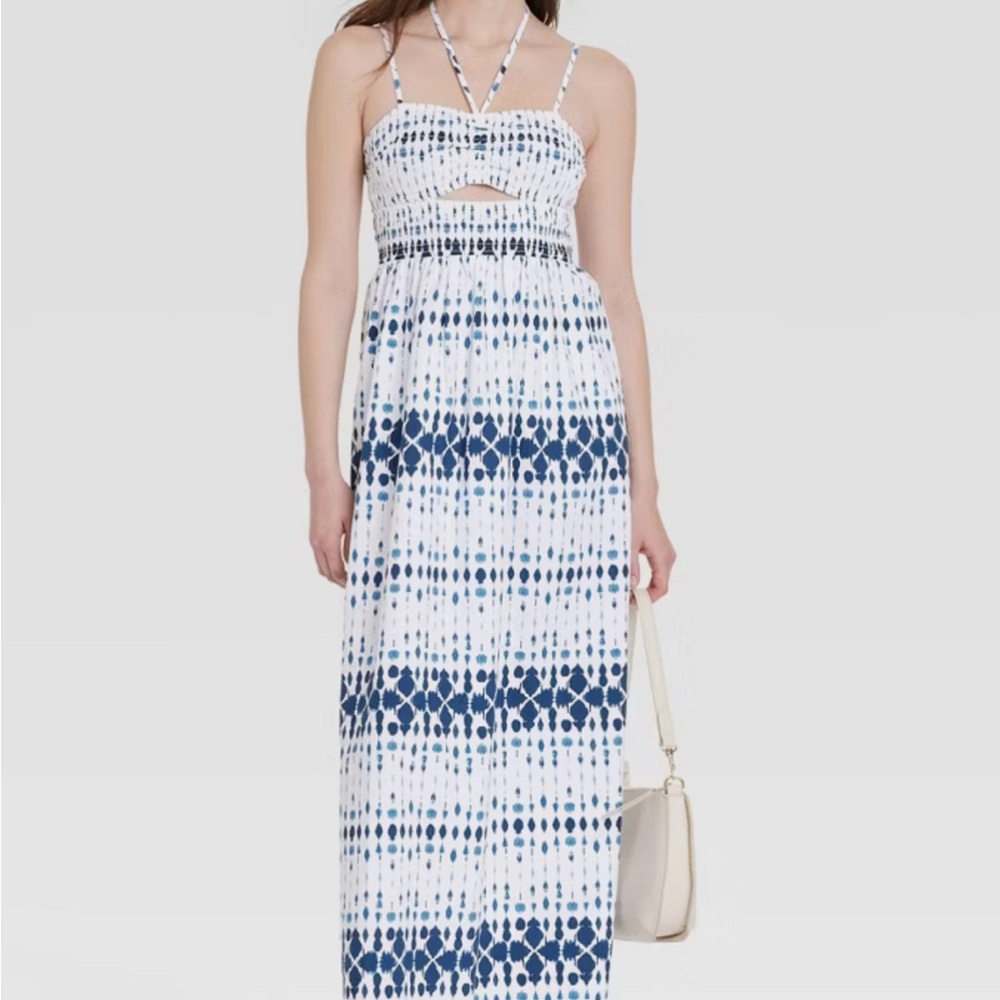 Universal Thread Navy and White Patterned Maxi Dress